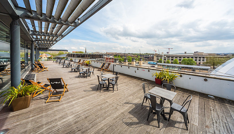 Views of Bristol from the roof terrace at We The Curious